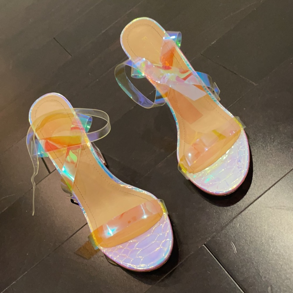 Fashion Nova Iridescent Clear Heels Clear Heel